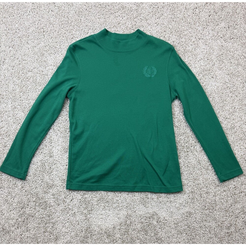 Blair Men's Small Green Mock Neck Long Sleeve Embroidered Logo Pullover Shirt